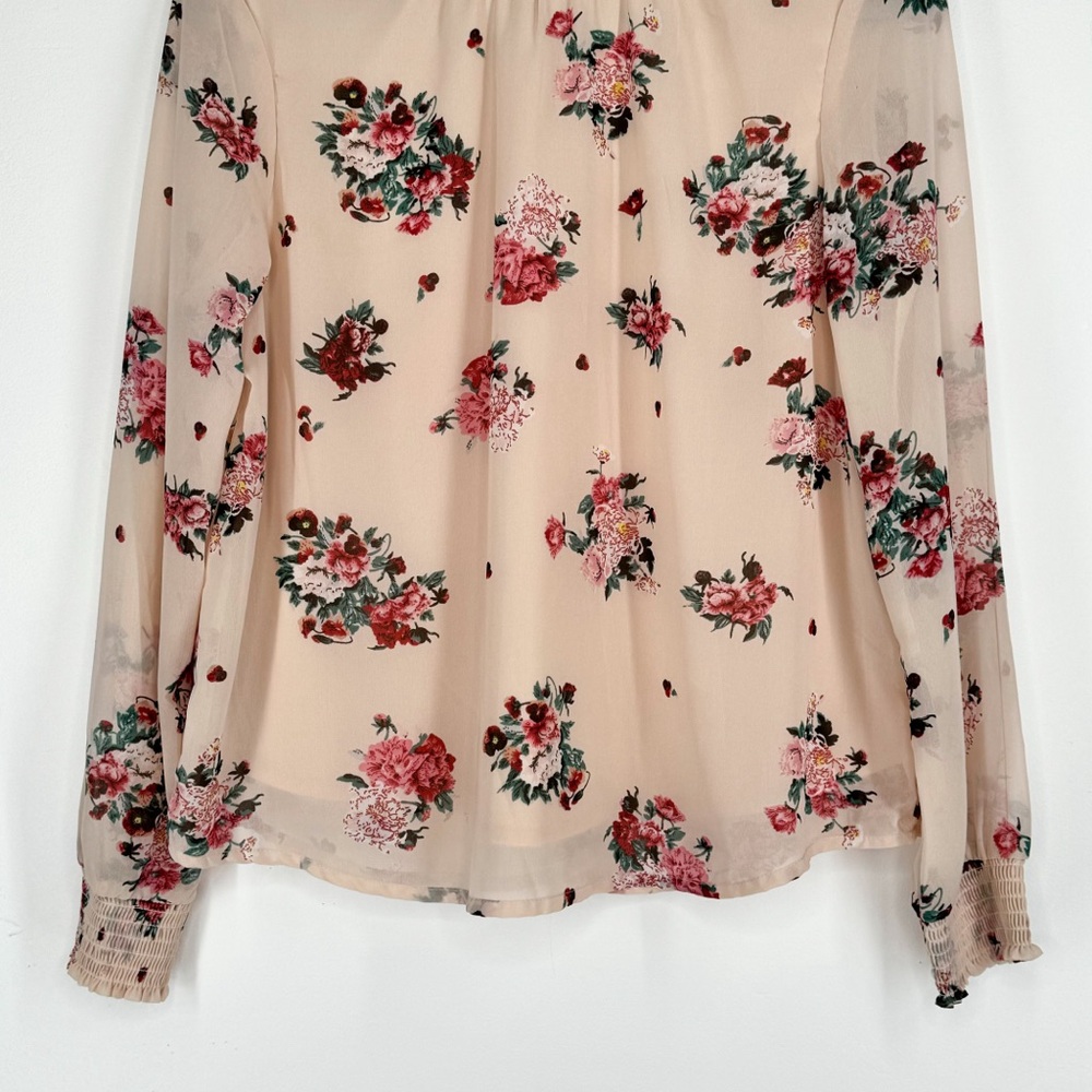 Midnight Sky Peach Floral Long Sleeve Blouse Women's Size Large - Picture 4 of 13